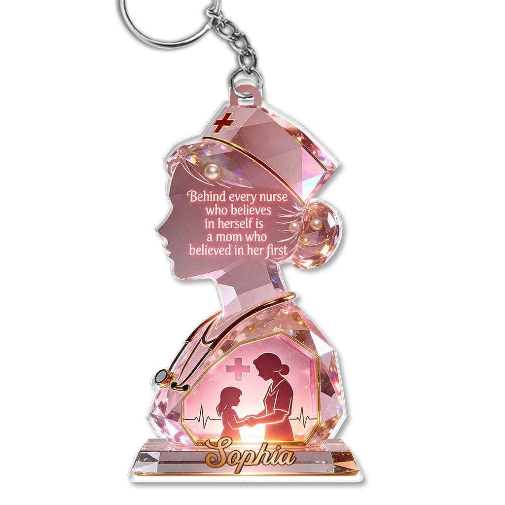 Personalized Acrylic Keychain with Nurse Silhouette Gift for Mom Acrylic Keychain GradoCreations