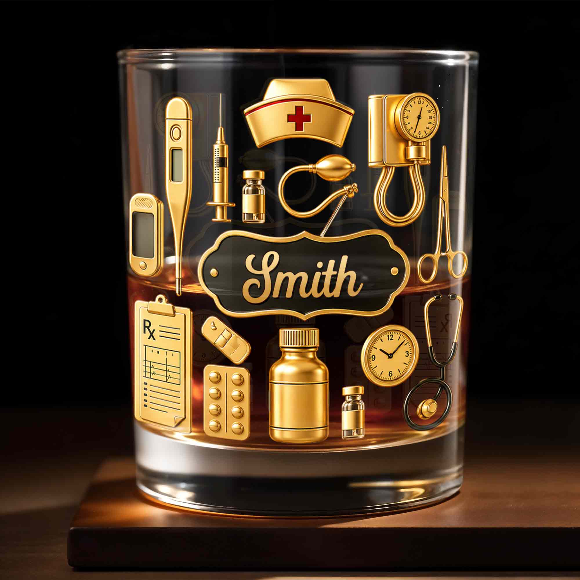Personalized Whiskey Glass for Nurses Custom Name Gift