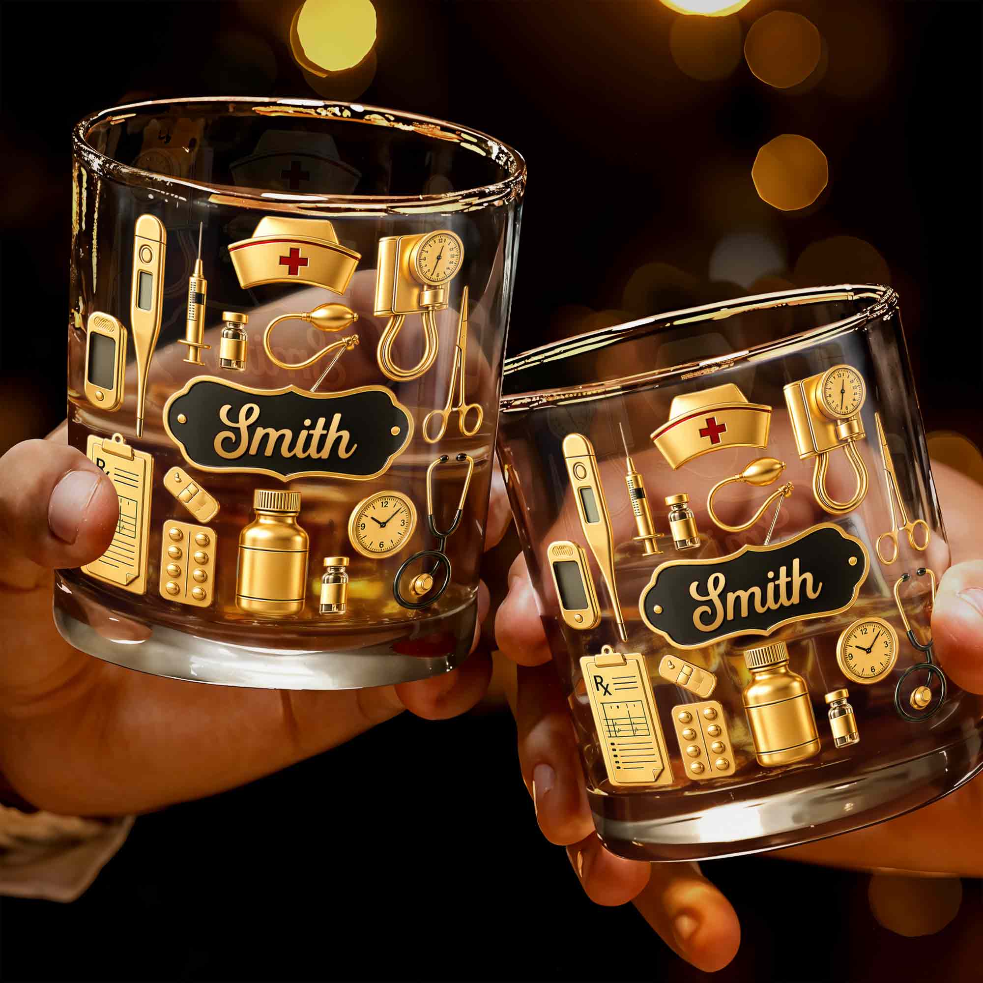Personalized Whiskey Glass for Nurses Custom Name Gift