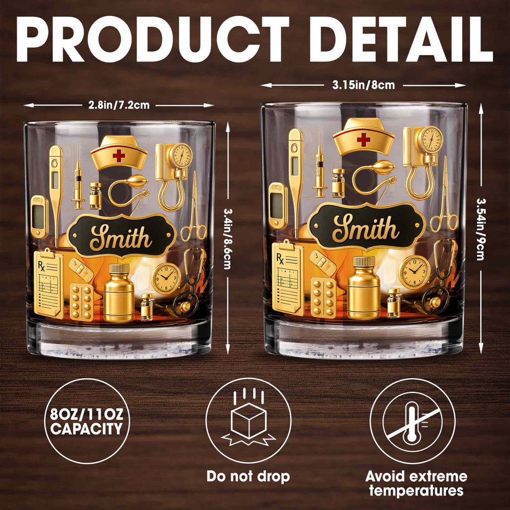 Personalized Whiskey Glass for Nurses Custom Name Gift Whiskey Glass GradoCreations