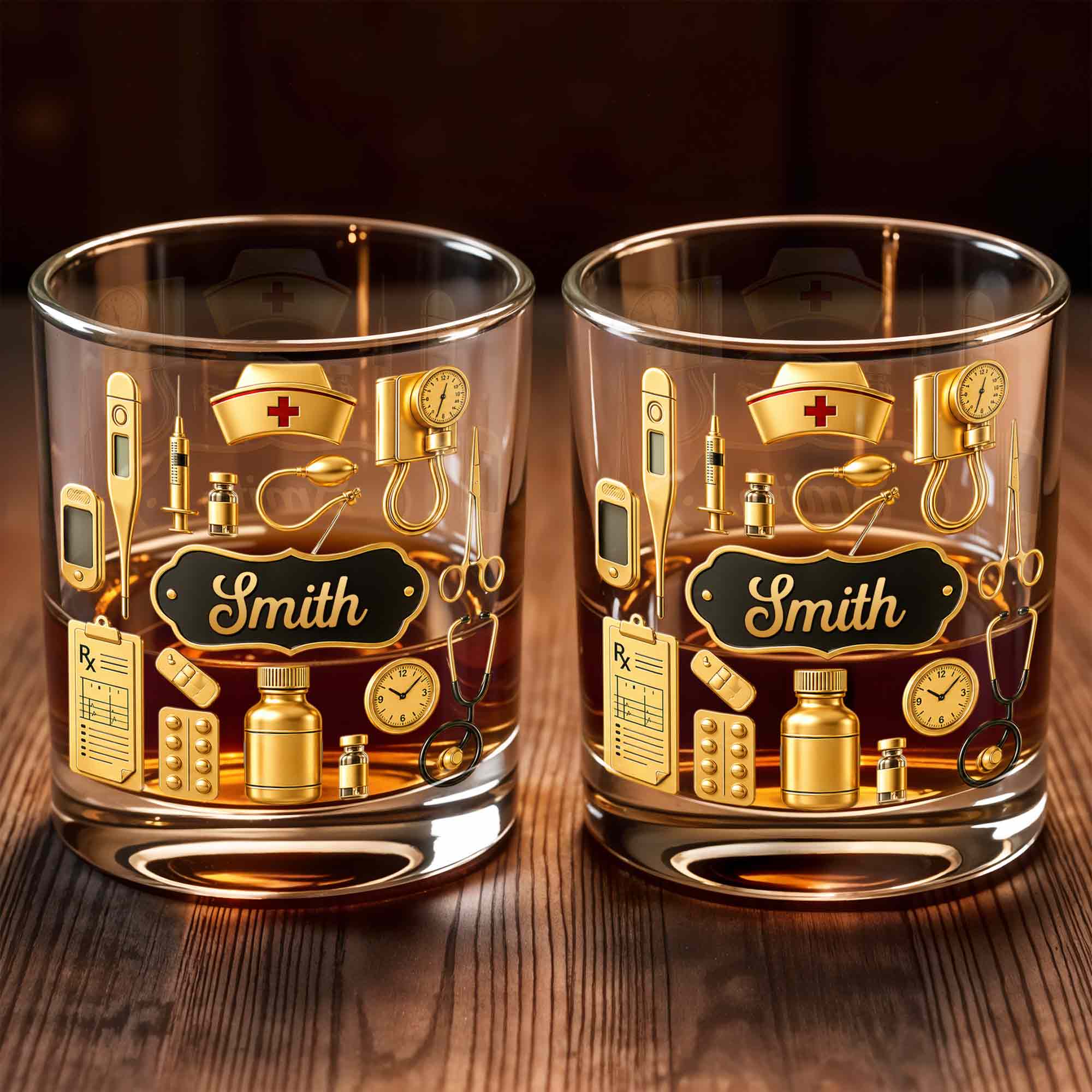 Personalized Whiskey Glass for Nurses Custom Name Gift Whiskey Glass GradoCreations