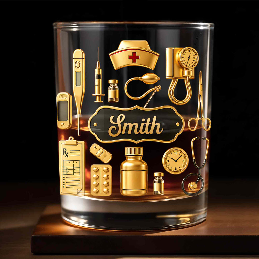 Personalized Whiskey Glass for Nurses Custom Name Gift Whiskey Glass GradoCreations