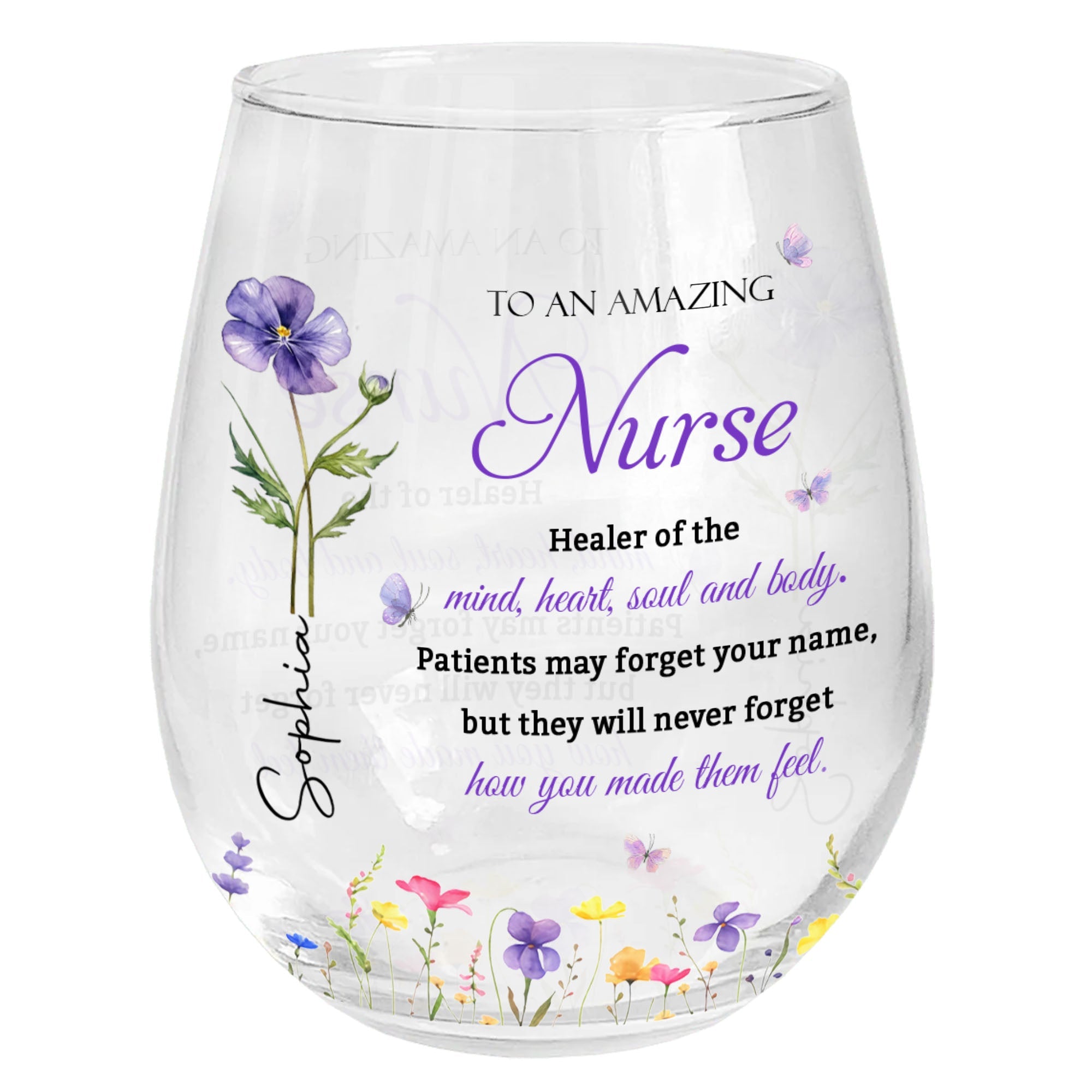 Personalized Stemless Wine Glass Custom Nurse Gift Idea Wine Glasses GradoCreations