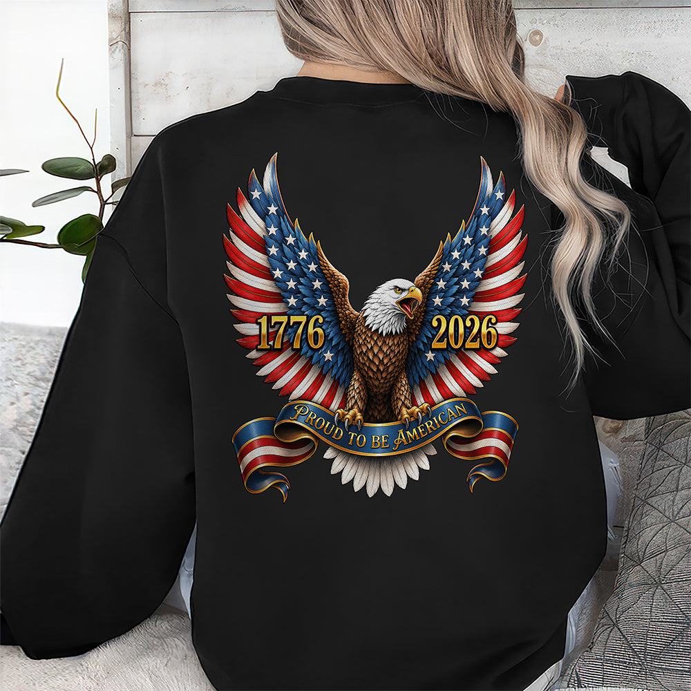 Personalized Patriotic Eagle T-Shirt Proud to Be American Gift HN590 - Tshirt Back GradoCreations