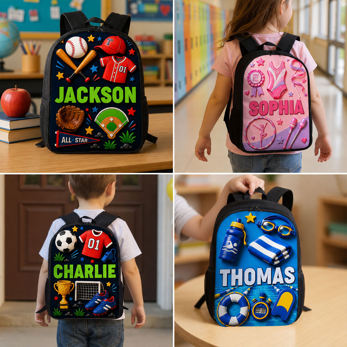 Personalized Cartoon Backpack Set for Girls | Custom Name School Supplies