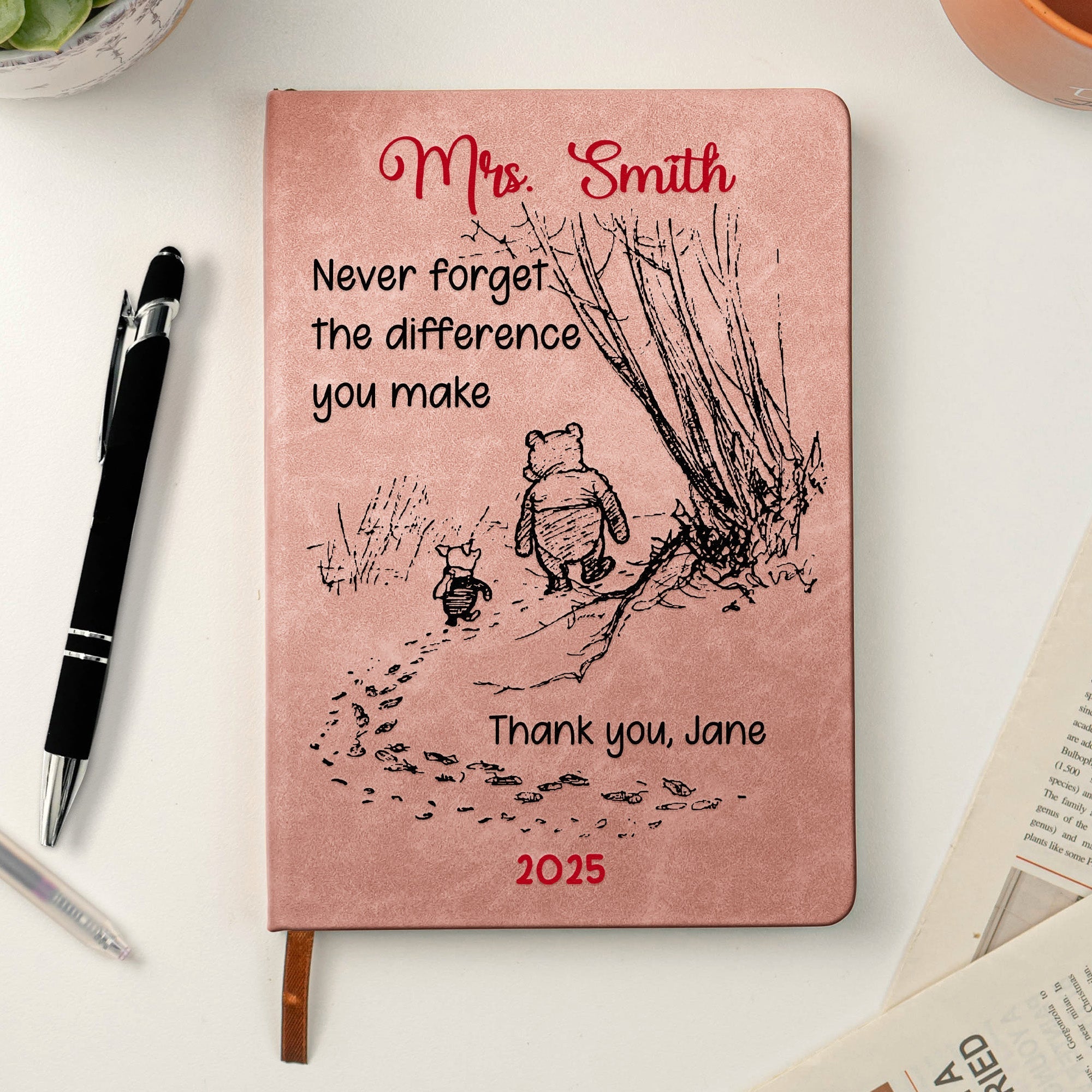 Personalized Leather Notebook Thank You Gift for Teacher