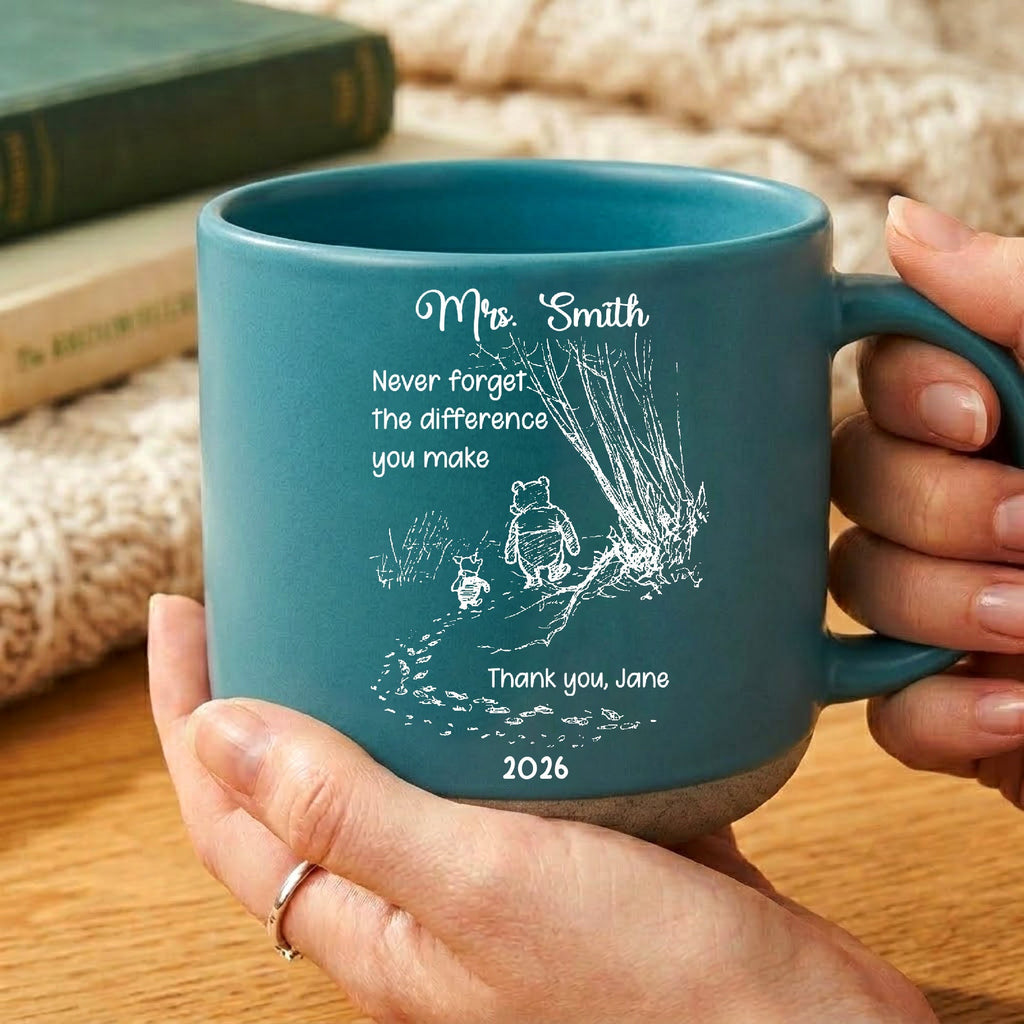Personalized Teacher Pottery Mug with Custom Message Gift