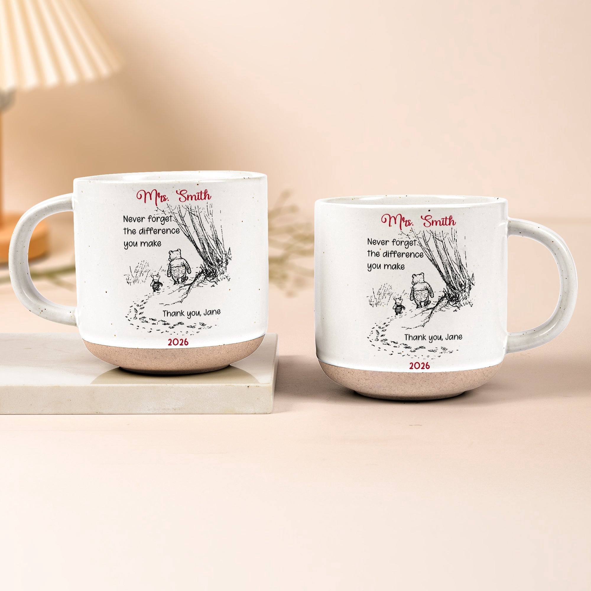 Personalized Teacher Pottery Mug with Custom Message Gift