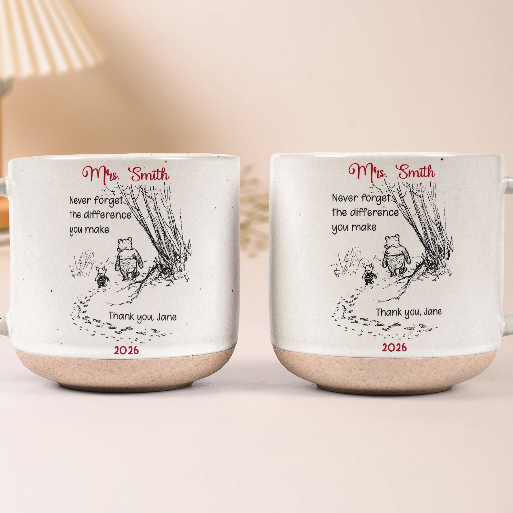 Personalized Teacher Pottery Mug with Custom Message Gift