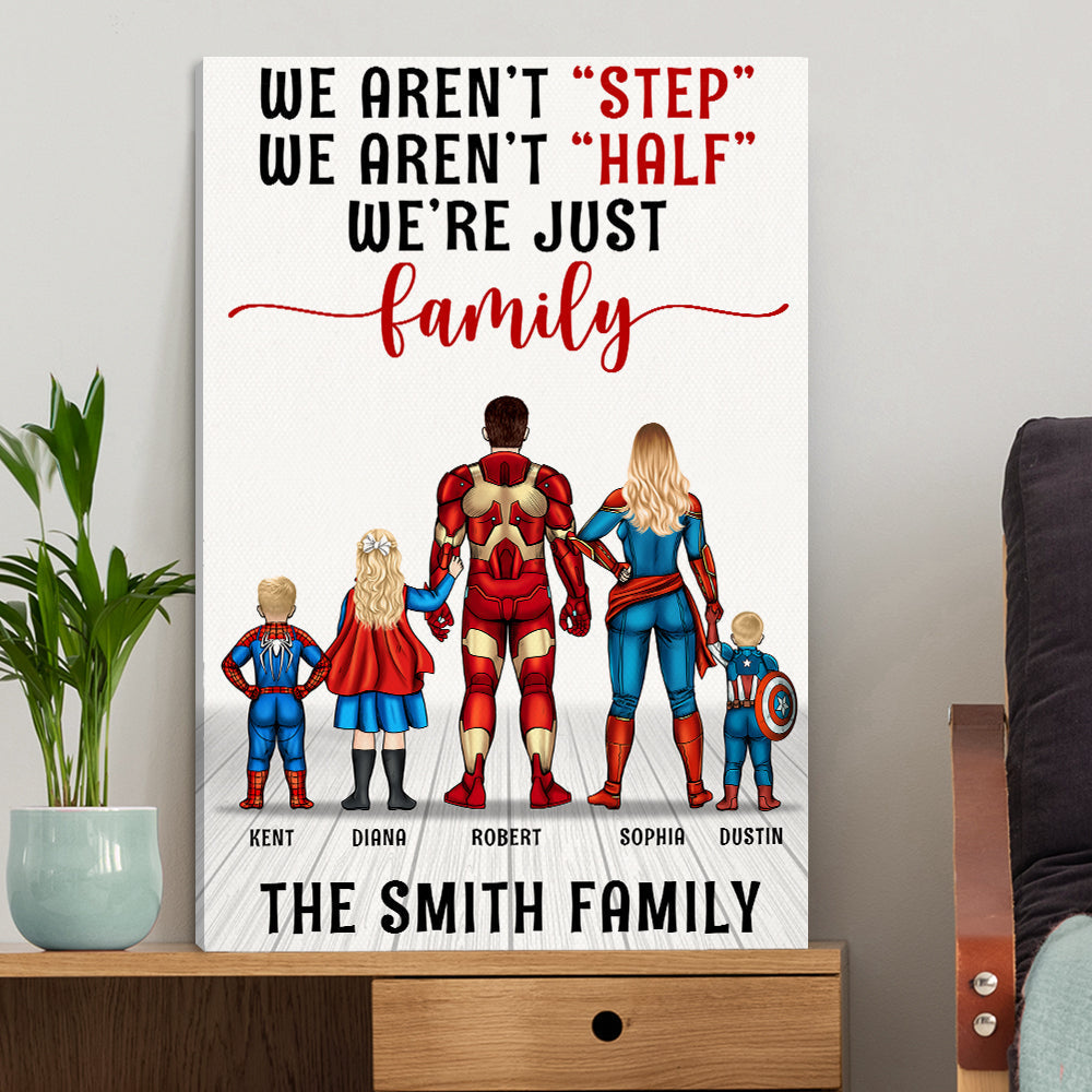 Personalized Super Hero Family Canvas Print Gift for Stepdad