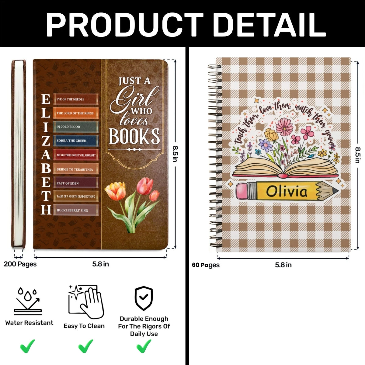 Personalized Leather Notebook Thank You Gift for Teacher