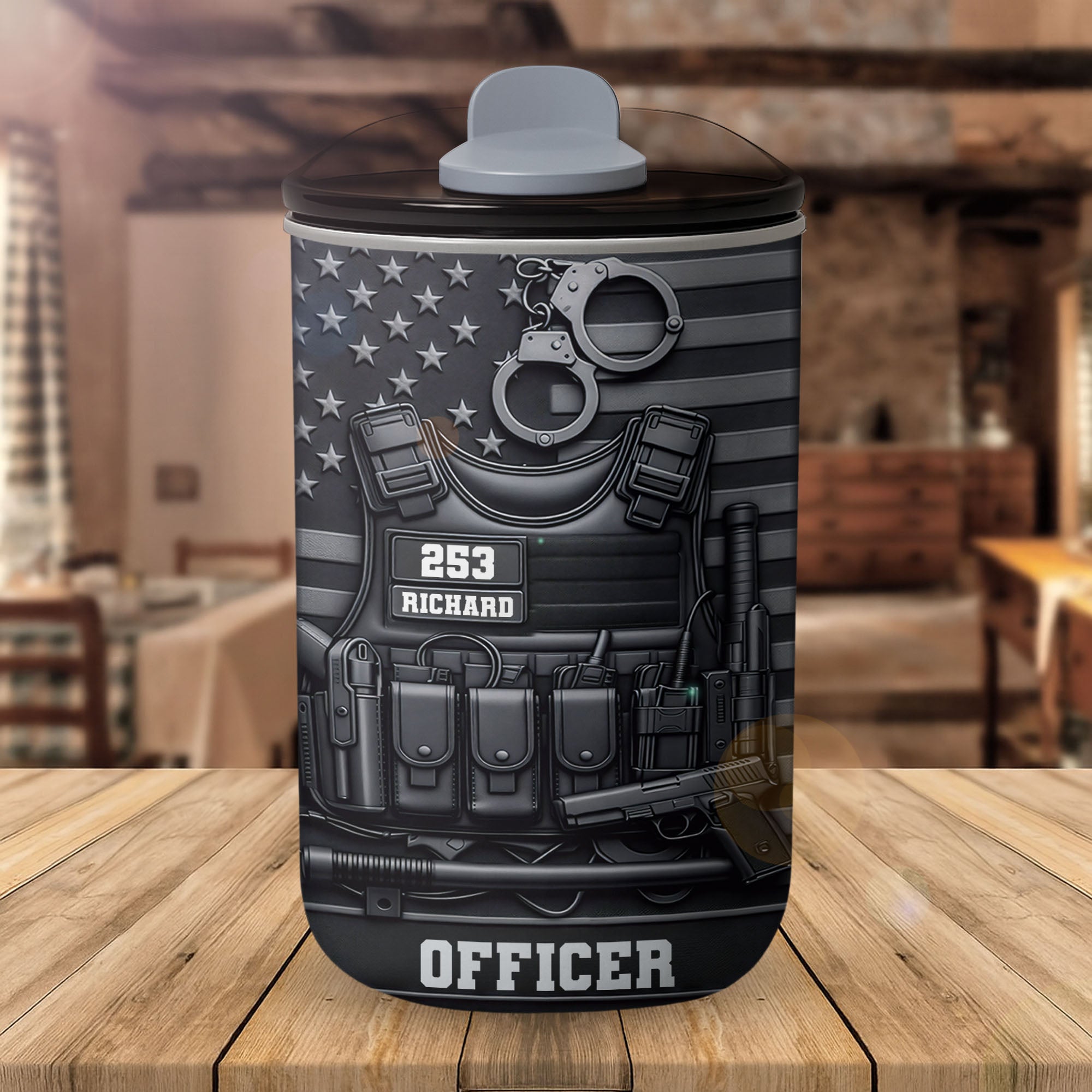 Personalized 10oz Stainless Steel Tumbler American Flag Gift for Dad