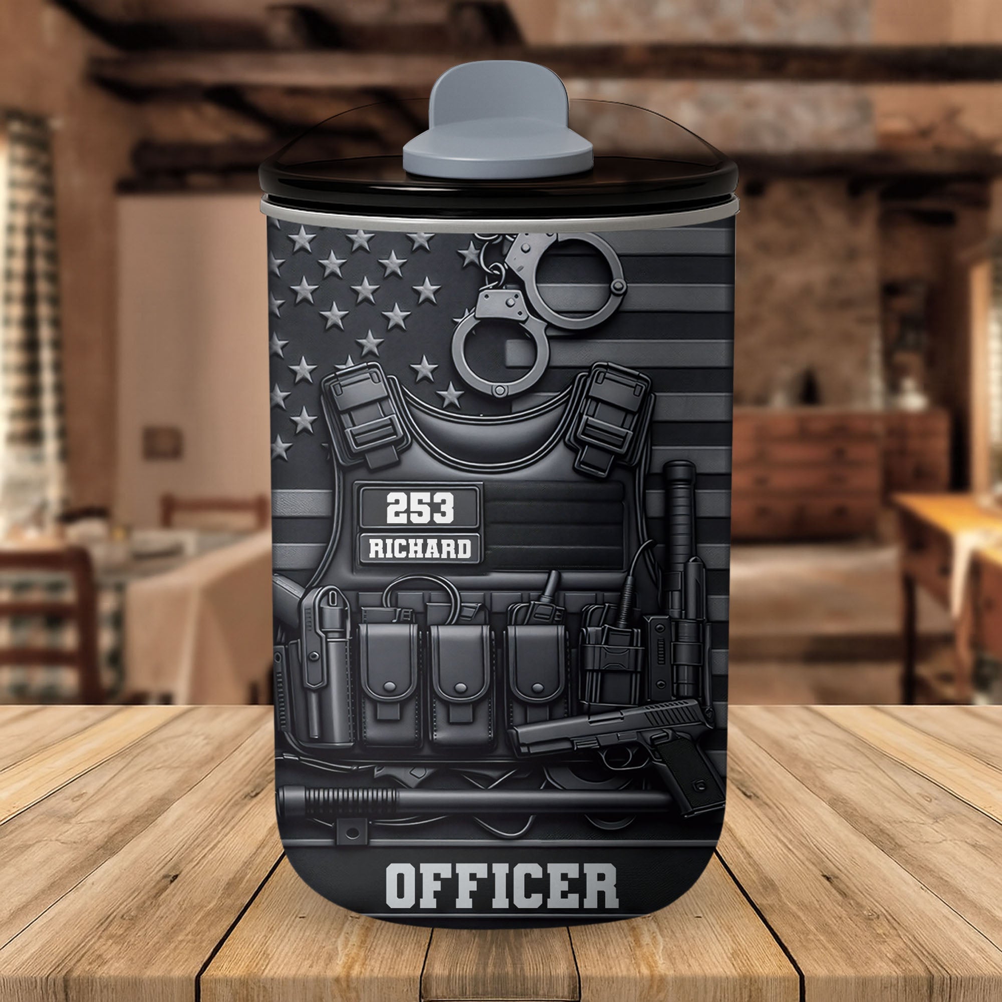 Personalized 10oz Stainless Steel Tumbler American Flag Gift for Dad