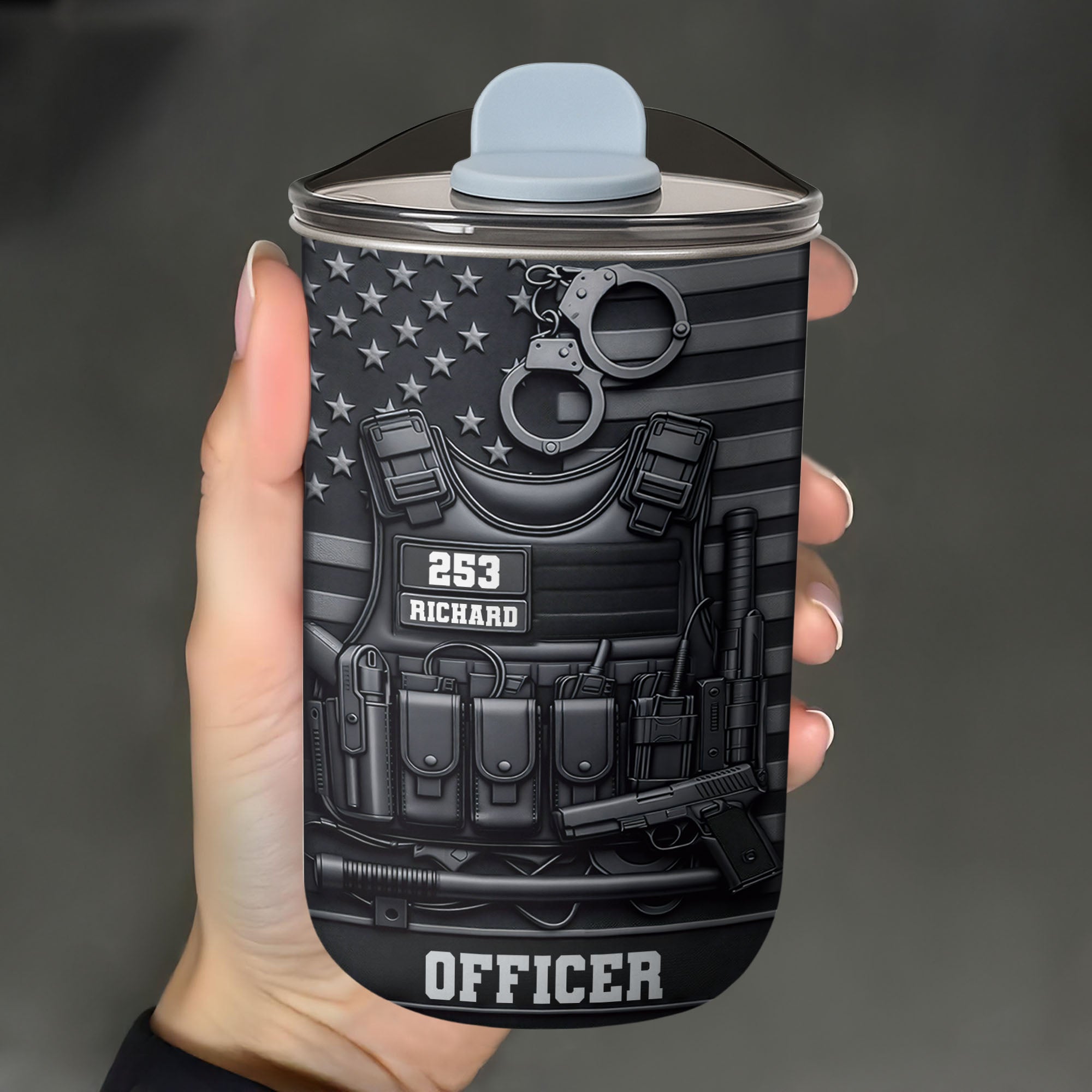 Personalized 10oz Stainless Steel Tumbler American Flag Gift for Dad