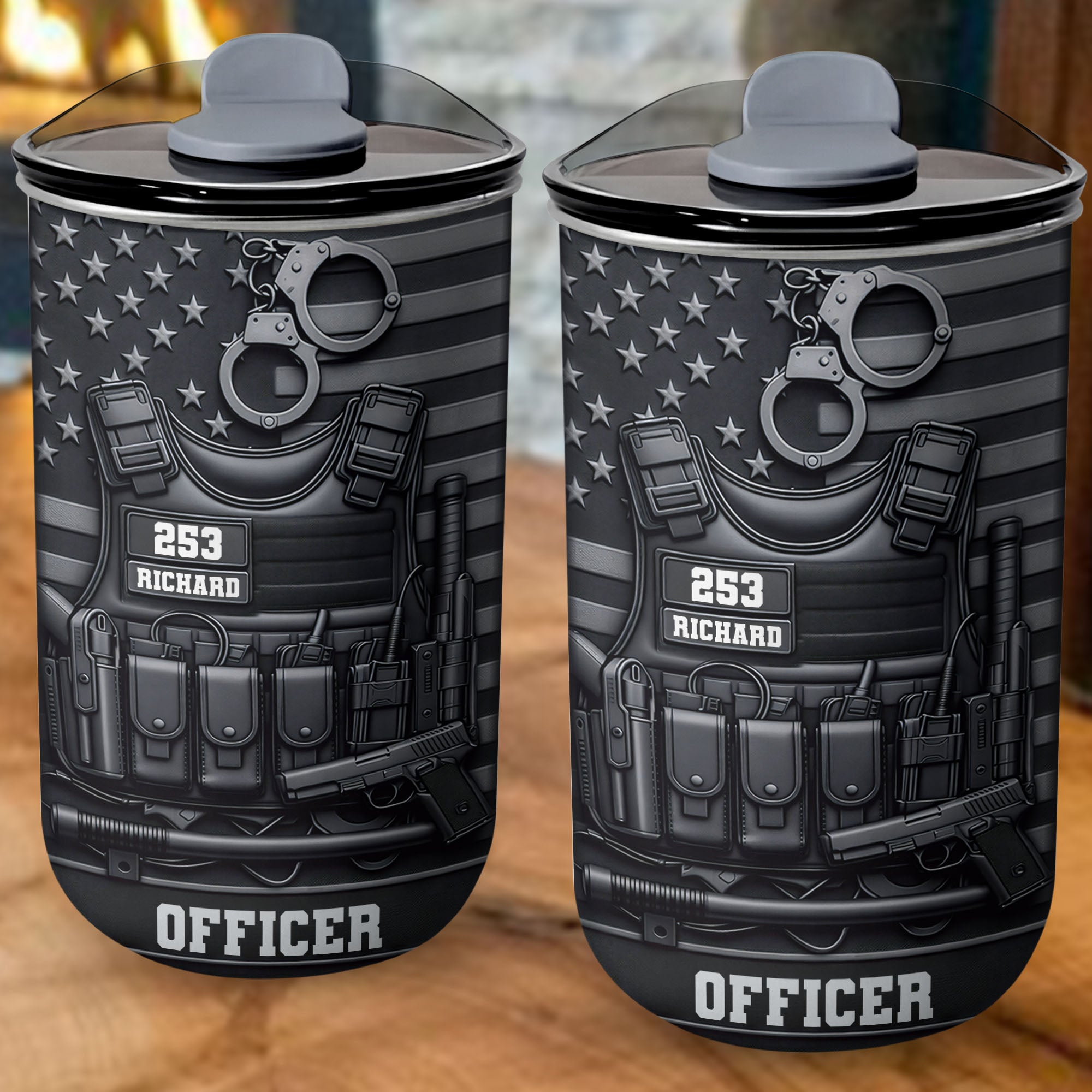 Personalized 10oz Stainless Steel Tumbler American Flag Gift for Dad