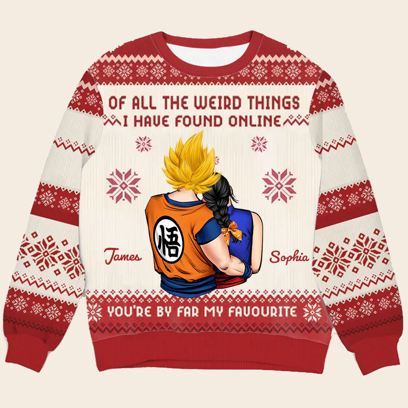 Personalized Dragonball Ugly Sweater Custom Names Couples Gift