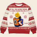Personalized Dragonball Ugly Sweater Custom Names Couples Gift