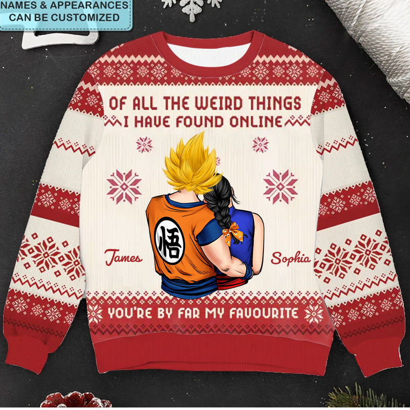 Personalized Dragonball Ugly Sweater Custom Names Couples Gift