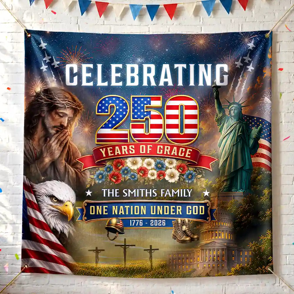 Personalized Liberty Bell Statue of Liberty Backdrop Banner Gift for Patriotic Family
