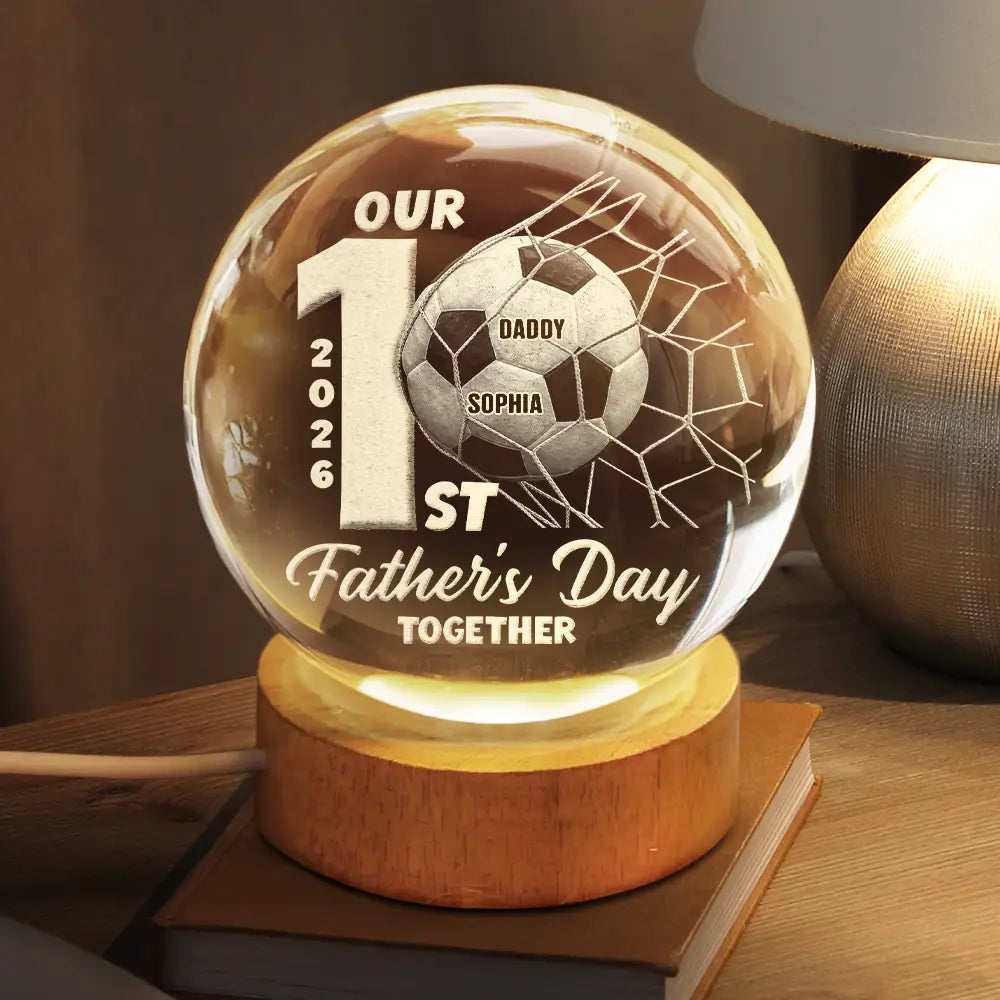 Personalized Crystal Globe Lamp for Soccer Dad First Father's Day Gift