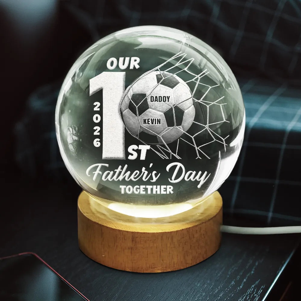 Personalized Crystal Globe Lamp for Soccer Dad First Father's Day Gift