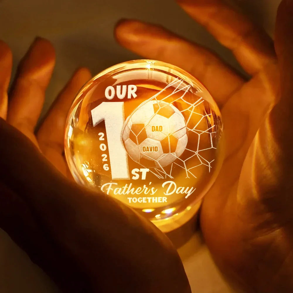 Personalized Crystal Globe Lamp for Soccer Dad First Father's Day Gift
