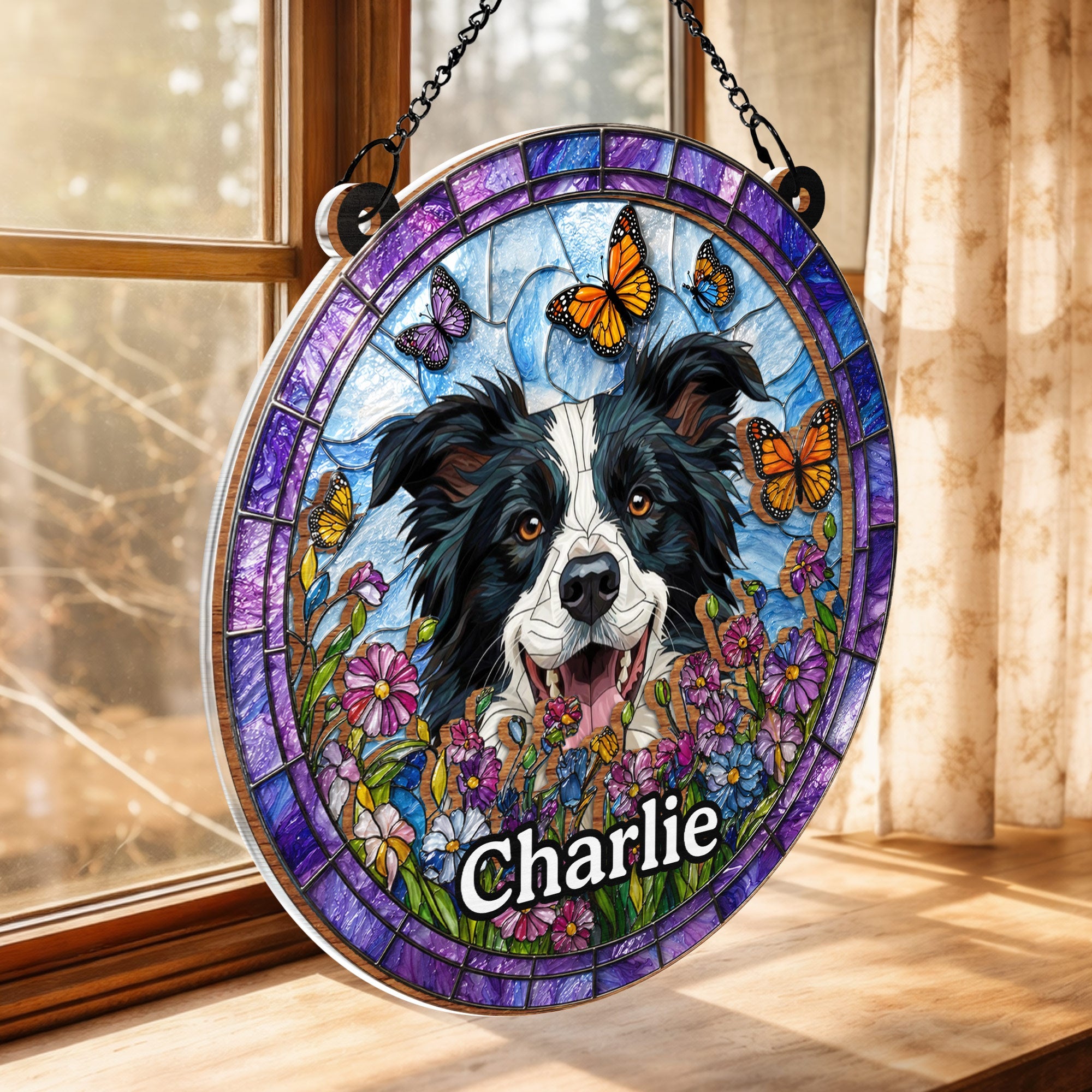 Personalized Dog Suncatcher Custom Name Gift for Pet Lovers Suncatcher GradoCreations