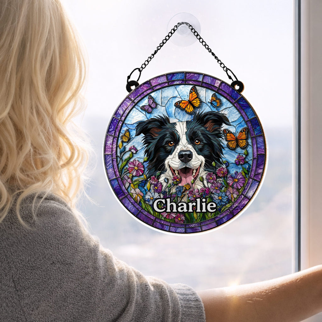 Personalized Dog Suncatcher Custom Name Gift for Pet Lovers Suncatcher GradoCreations
