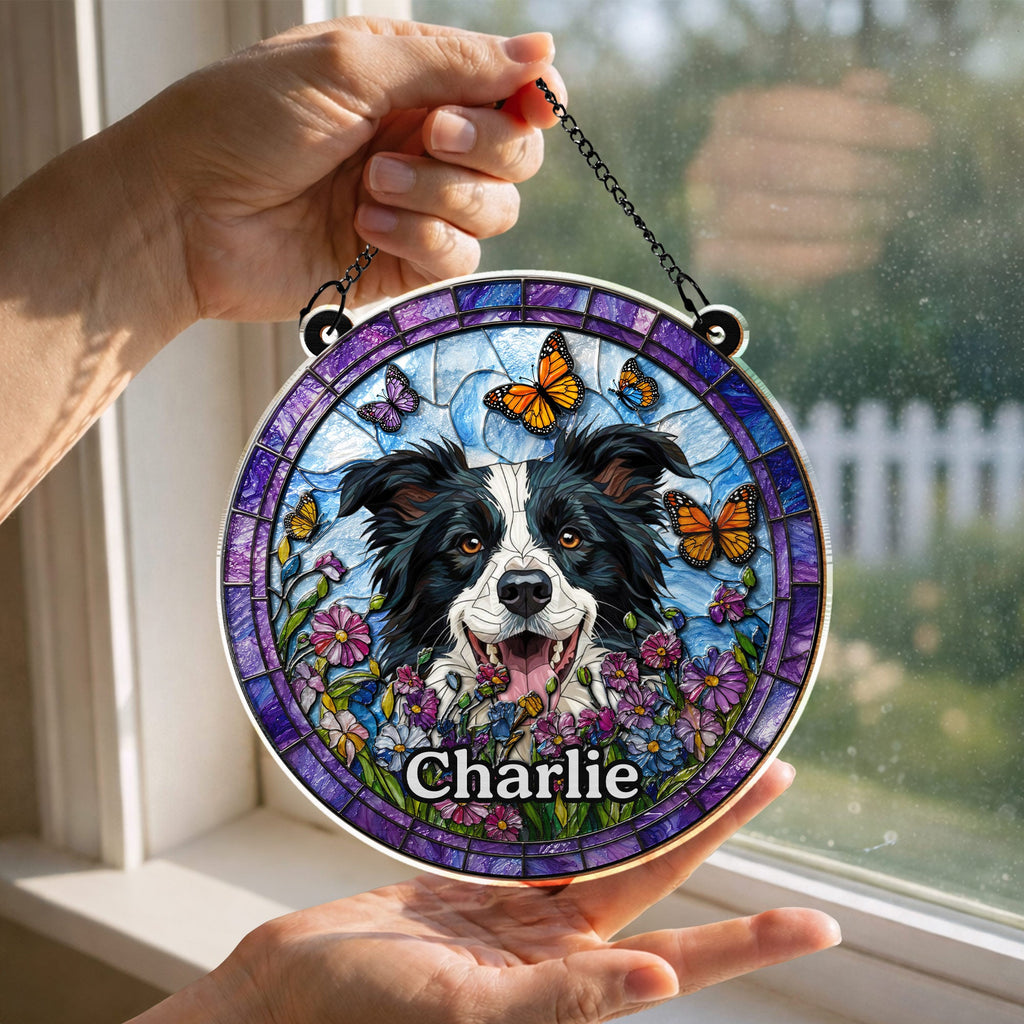 Personalized Dog Suncatcher Custom Name Gift for Pet Lovers Suncatcher GradoCreations