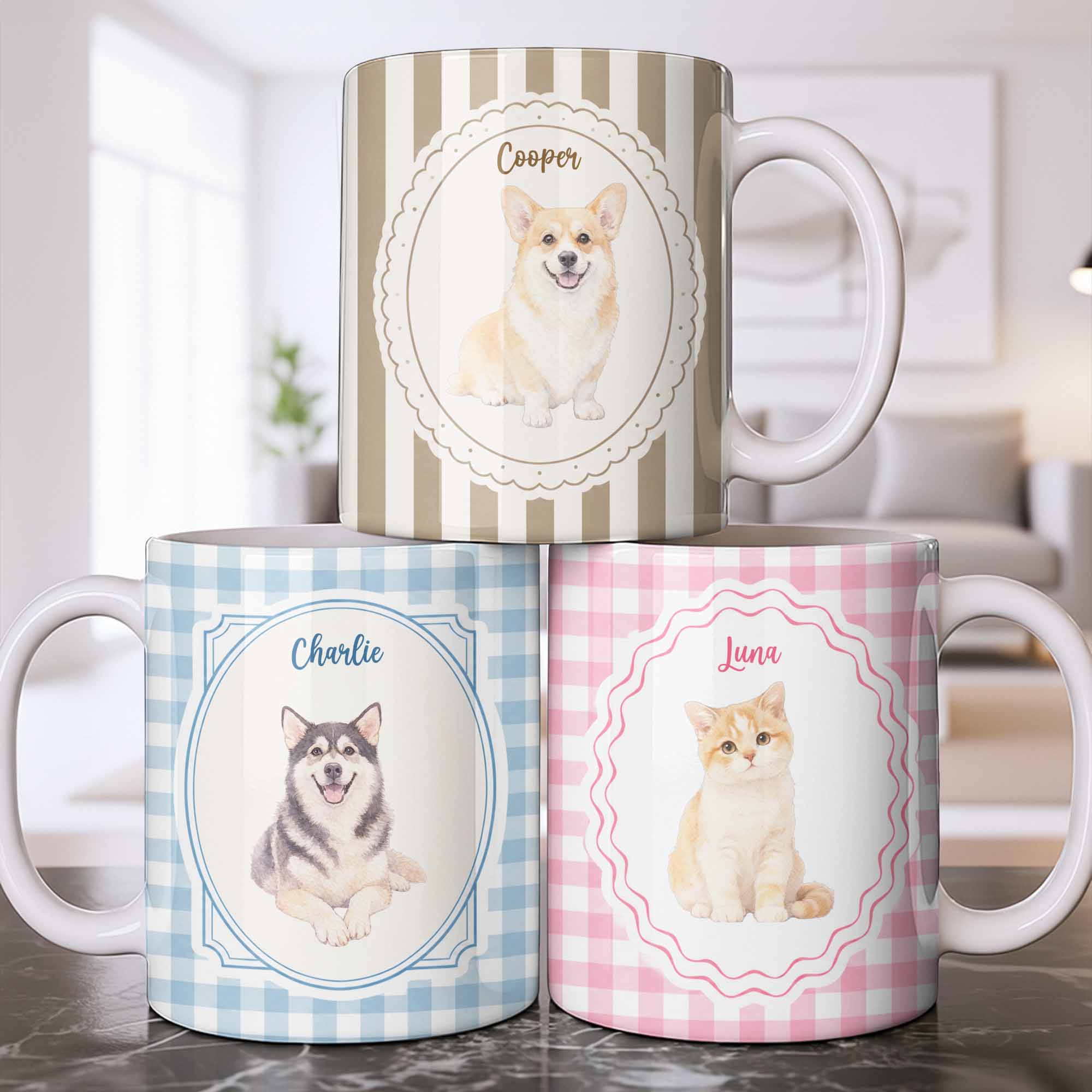 Personalized Dog Portrait Coffee Mug Custom Photo Gift for Dog Lovers Edge-to-edge Mug GradoCreations