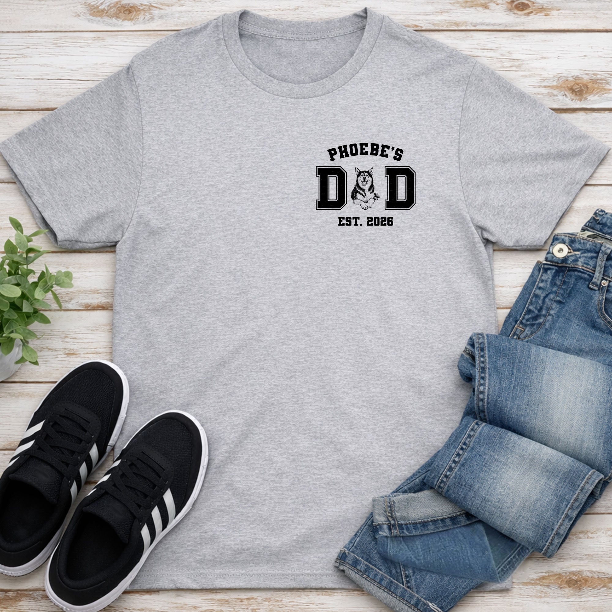 Personalized Dad Est Dog T-Shirt Custom Pet Illustration Gift Shirt GradoCreations