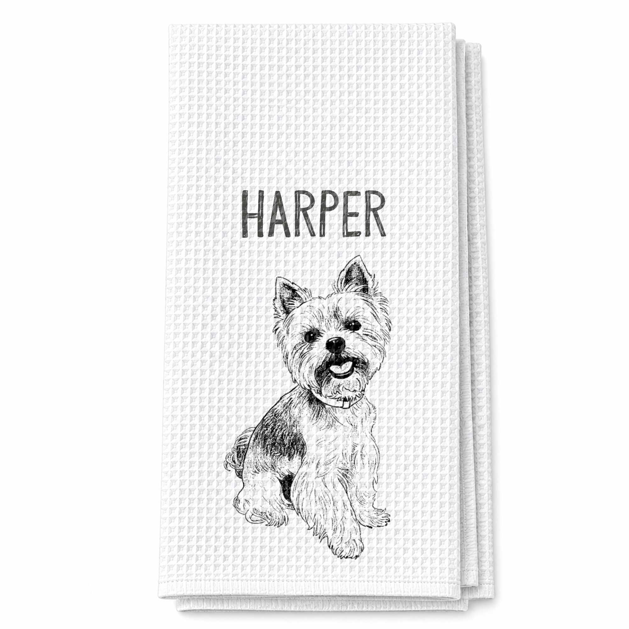 Personalized Dog Sketch Kitchen Towel Custom Name Gift for Dog Lovers