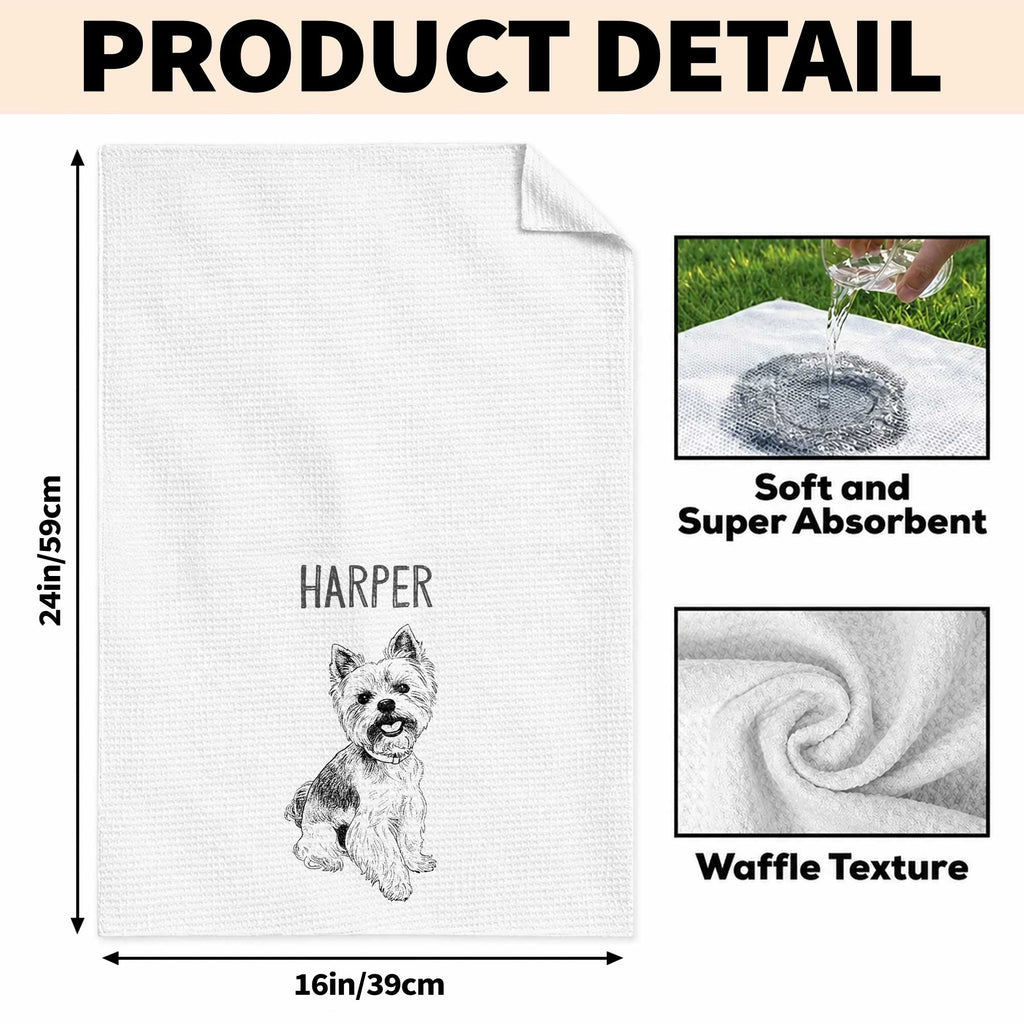 Personalized Dog Sketch Kitchen Towel Custom Name Gift for Dog Lovers