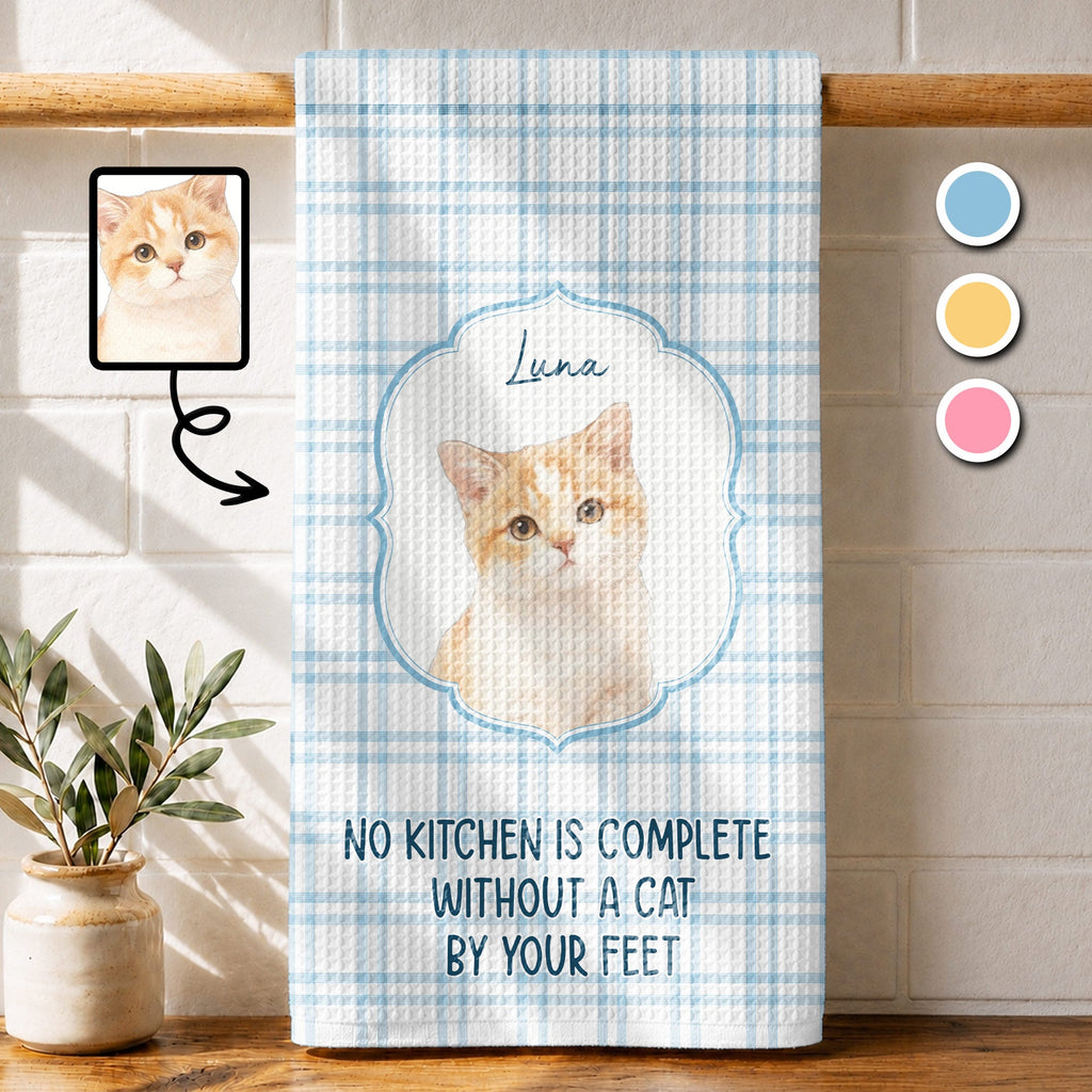 Personalized Cat Photo Kitchen Towel Custom Decor Gift for Cat Lovers Kitchen Towel GradoCreations