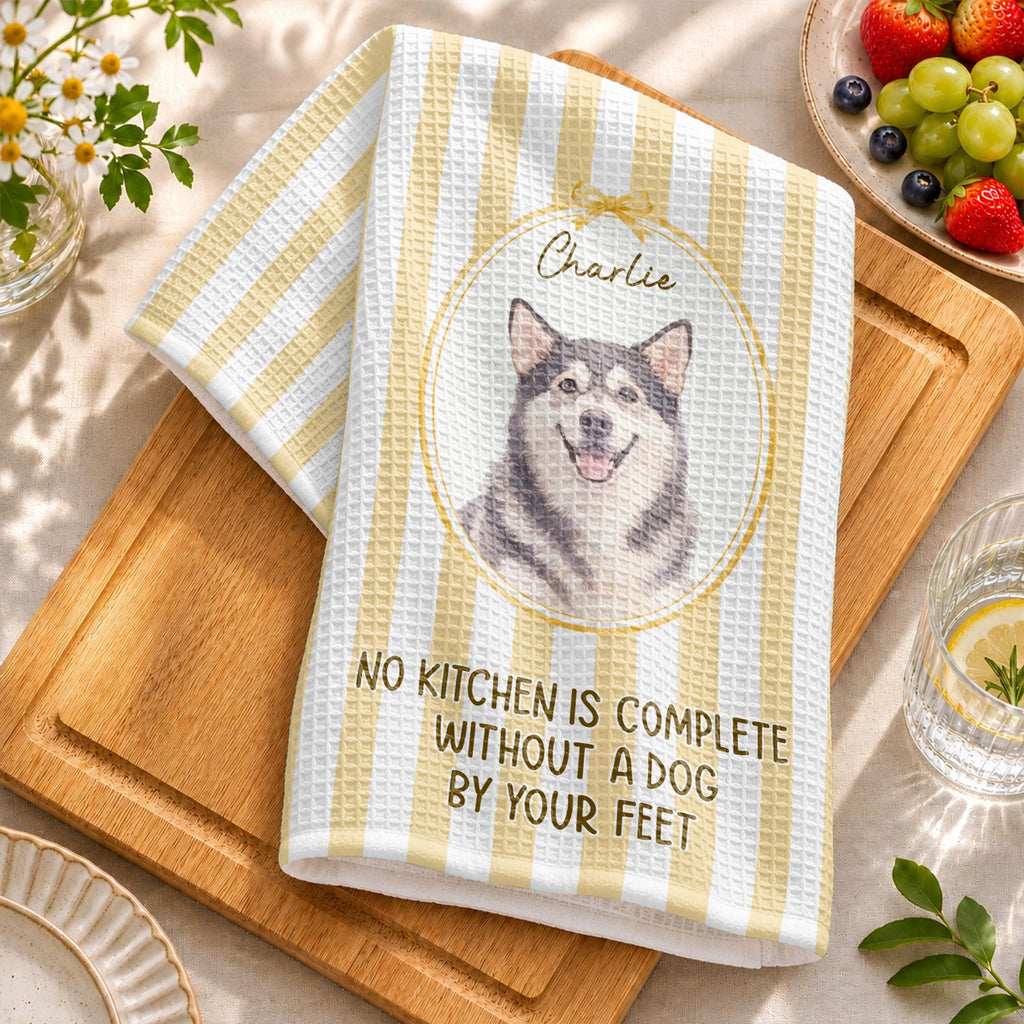 Personalized Cat Photo Kitchen Towel Custom Decor Gift for Cat Lovers Kitchen Towel GradoCreations