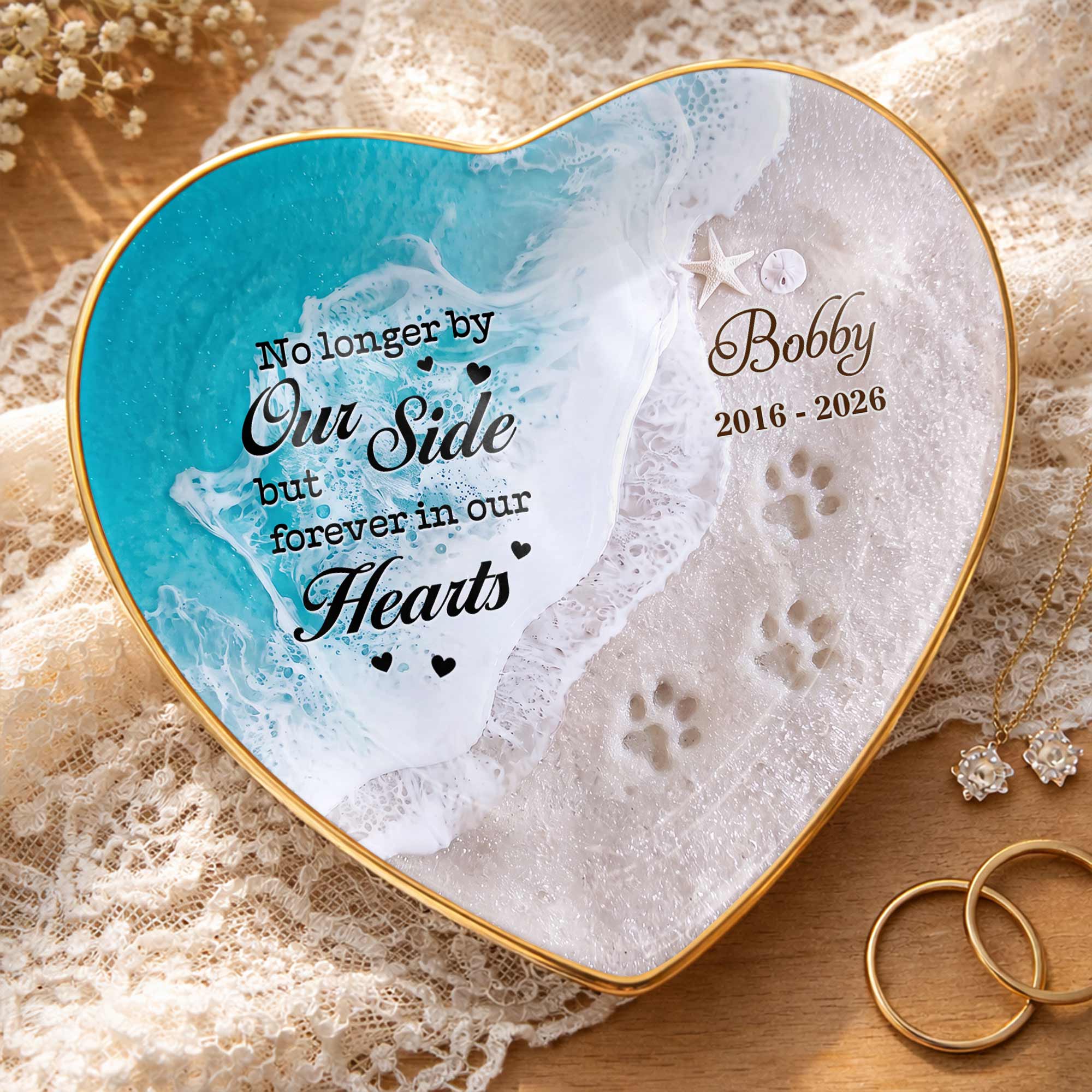 Personalized Heart Jewelry Dish Custom Name Pet Memorial Gift Heart Jewelry Dish GradoCreations