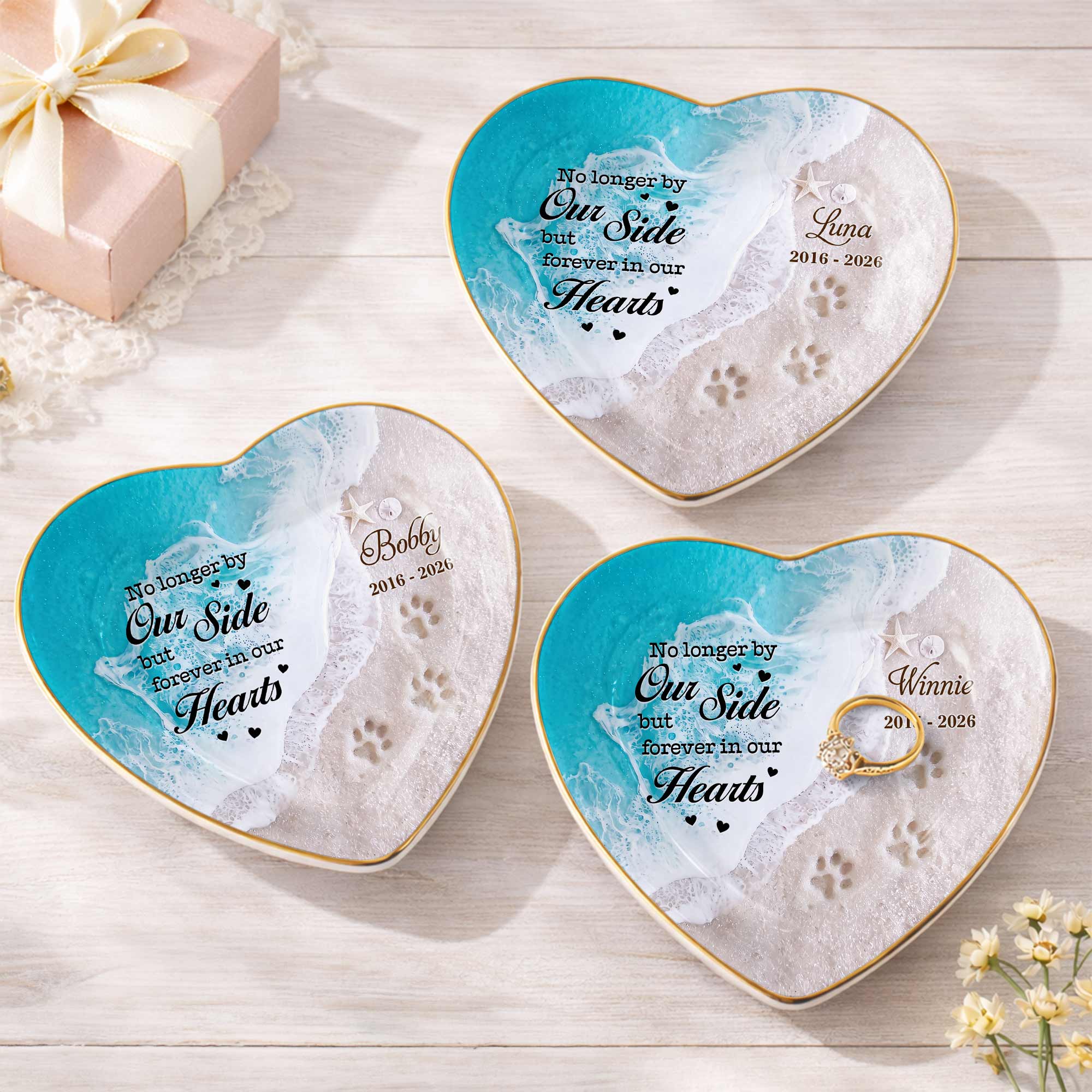 Personalized Heart Jewelry Dish Custom Name Pet Memorial Gift Heart Jewelry Dish GradoCreations