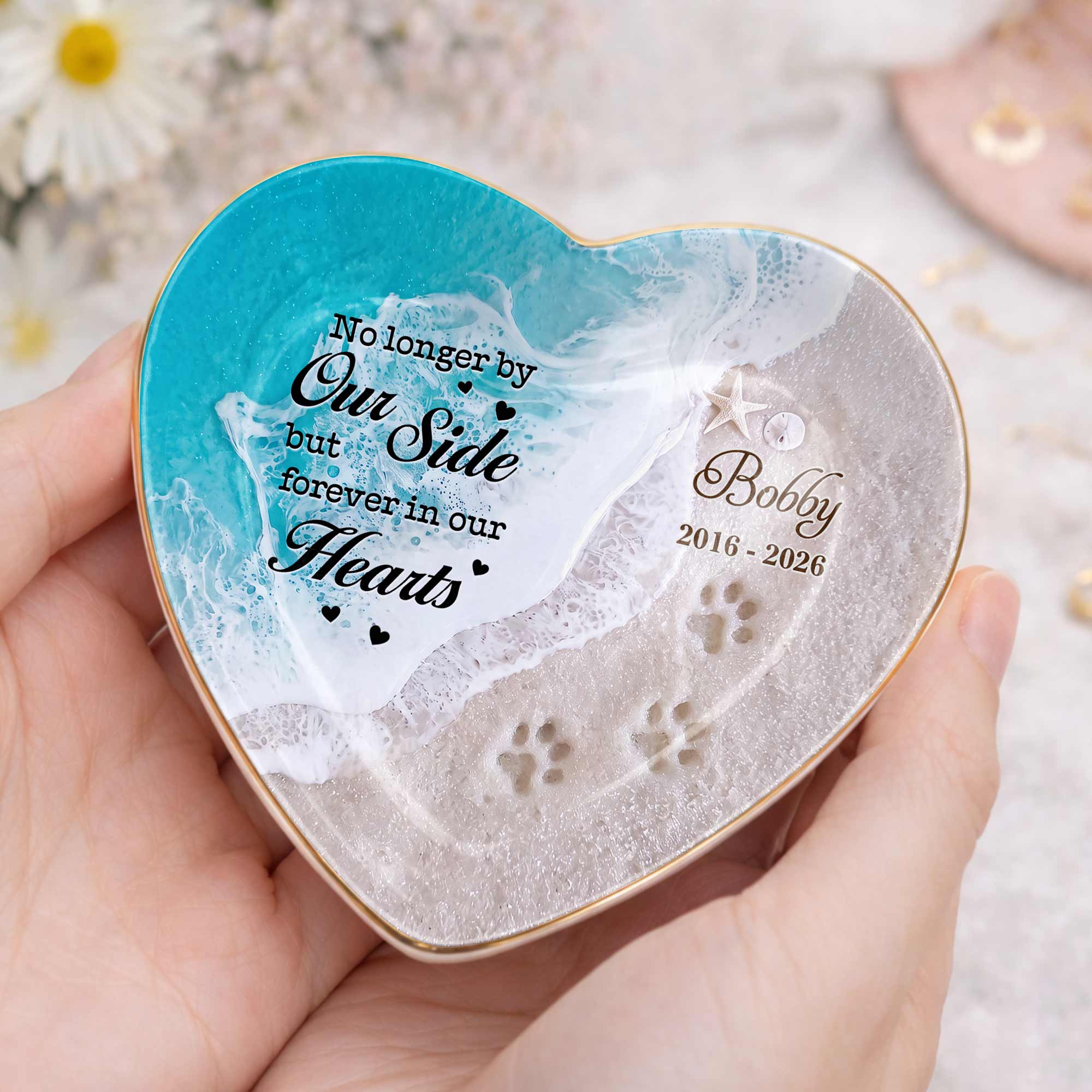 Personalized Heart Jewelry Dish Custom Name Pet Memorial Gift Heart Jewelry Dish GradoCreations