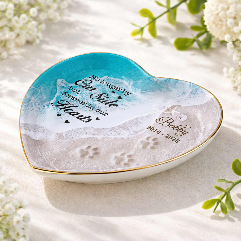 Personalized Heart Jewelry Dish Custom Name Pet Memorial Gift Heart Jewelry Dish GradoCreations