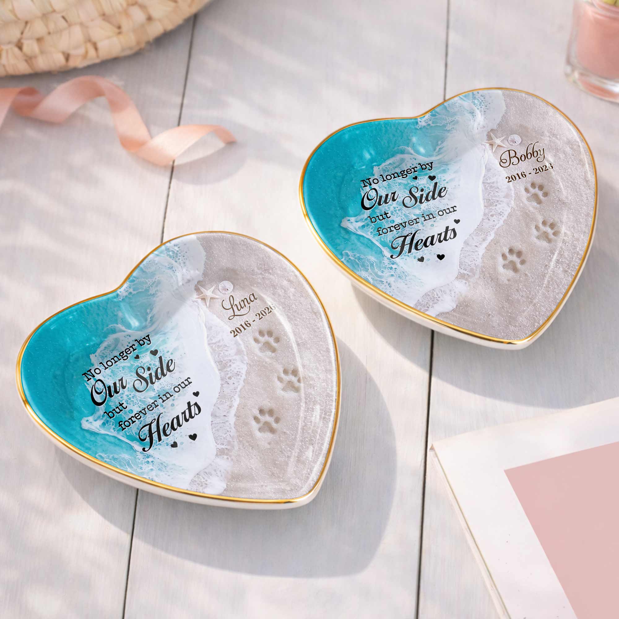Personalized Heart Jewelry Dish Custom Name Pet Memorial Gift Heart Jewelry Dish GradoCreations