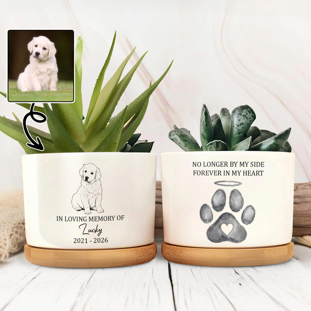 Personalized Memorial Dog Ceramic Plant Pot Custom Gift Ceramic Plant Pot GradoCreations