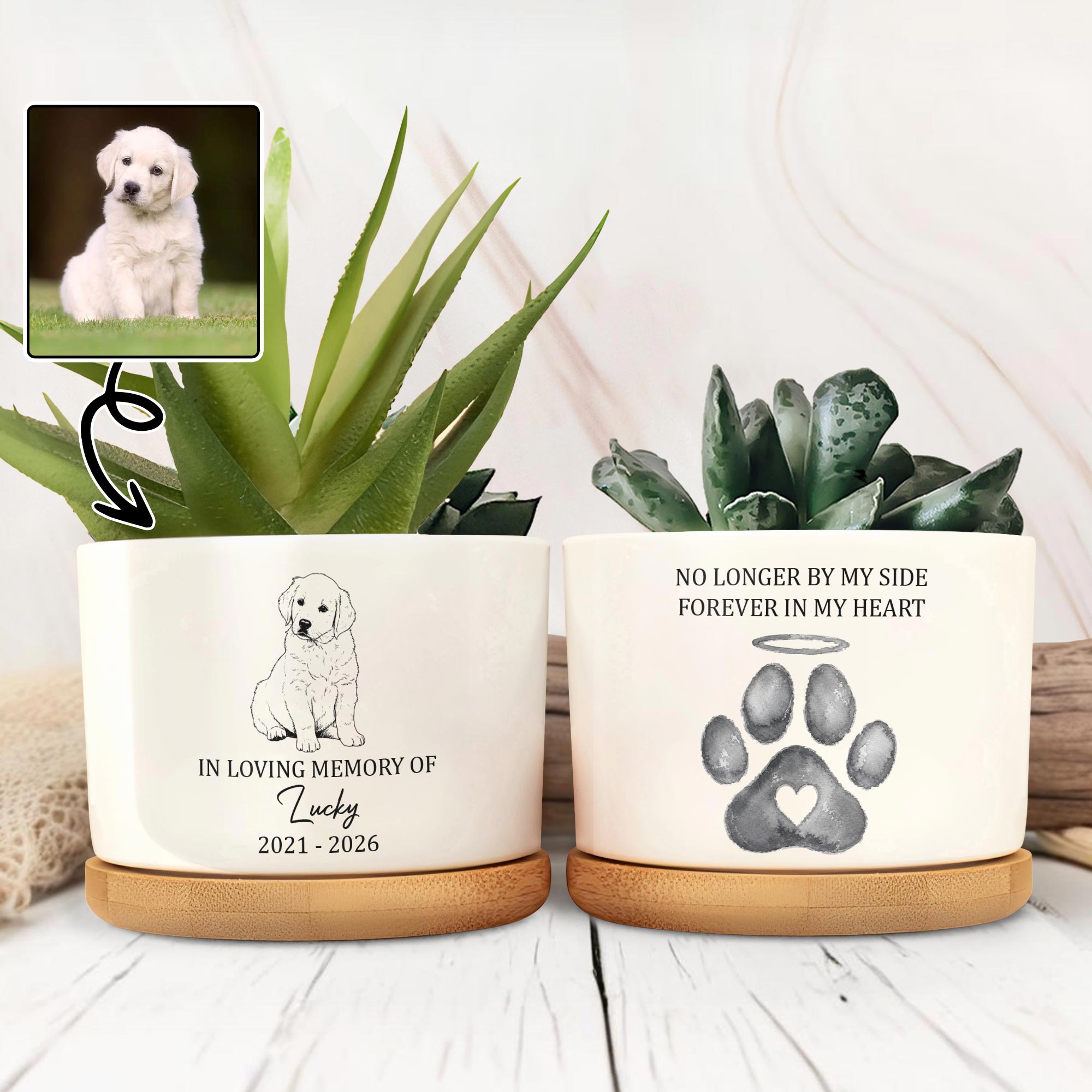 Personalized Memorial Dog Ceramic Plant Pot Custom Gift Ceramic Plant Pot GradoCreations