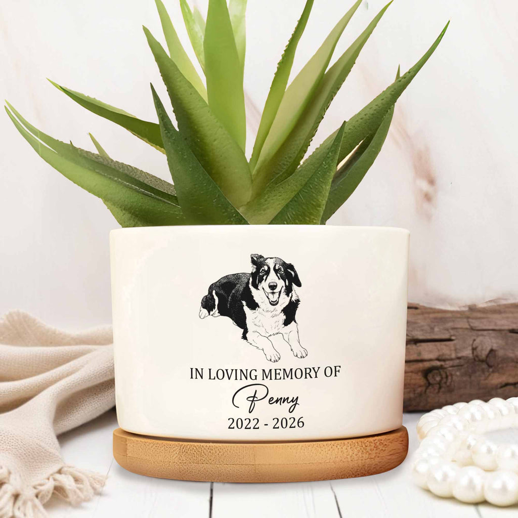 Personalized Memorial Dog Ceramic Plant Pot Custom Gift Ceramic Plant Pot GradoCreations