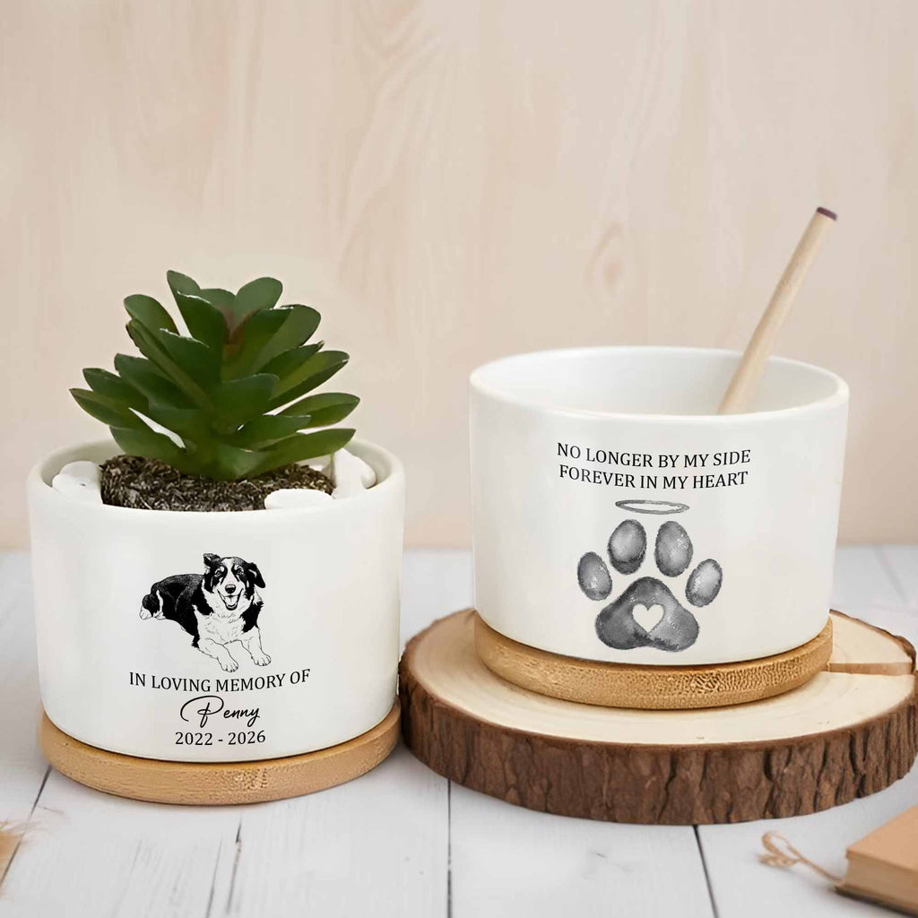 Personalized Memorial Dog Ceramic Plant Pot Custom Gift Ceramic Plant Pot GradoCreations