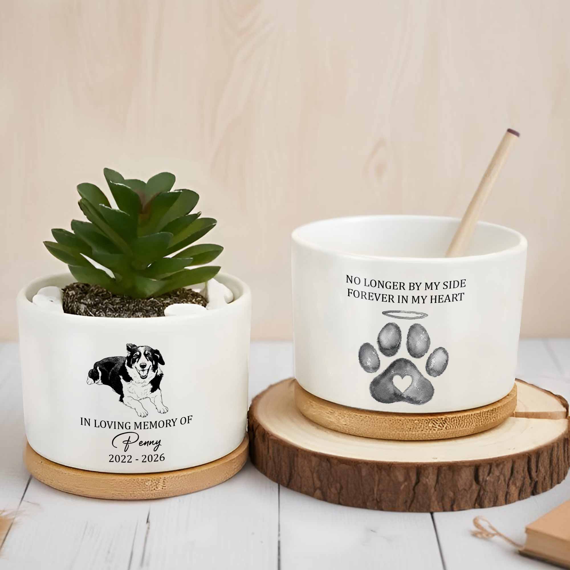 Personalized Memorial Dog Ceramic Plant Pot Custom Gift Ceramic Plant Pot GradoCreations
