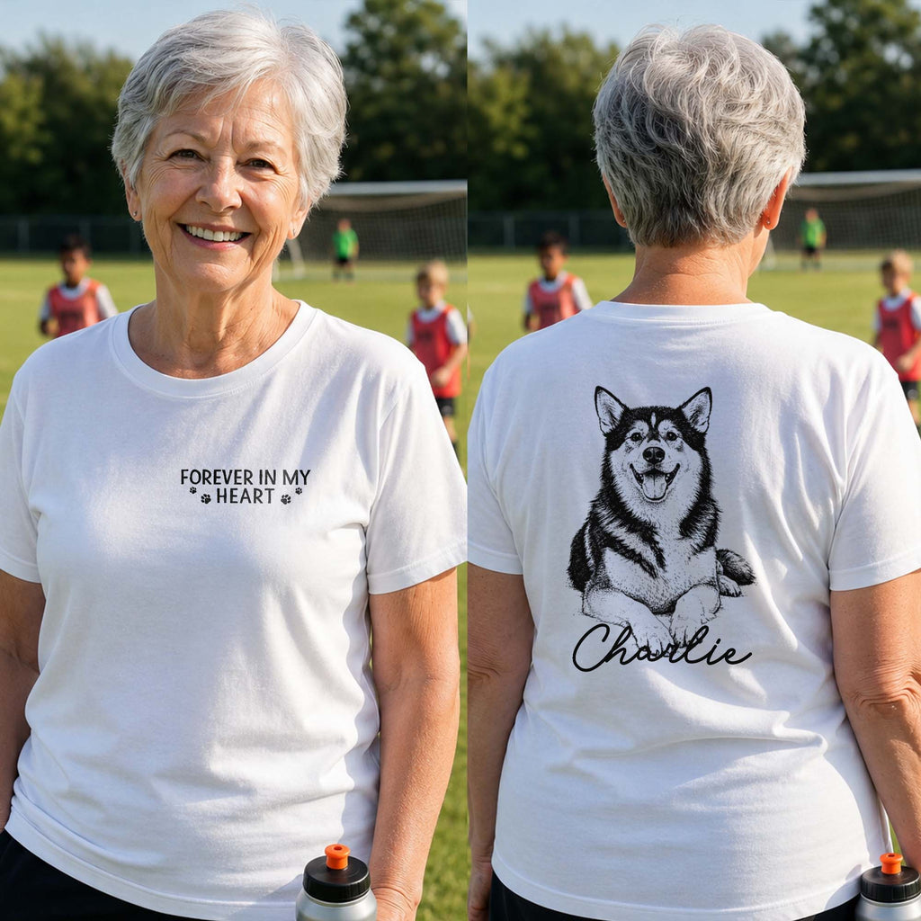 Personalized Tribute Dog Sketch T-Shirt Custom Gift for Dog Lover T-Shirt Font and Back GradoCreations