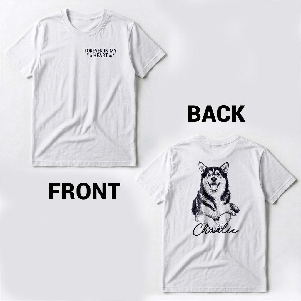 Personalized Tribute Dog Sketch T-Shirt Custom Gift for Dog Lover T-Shirt Font and Back GradoCreations