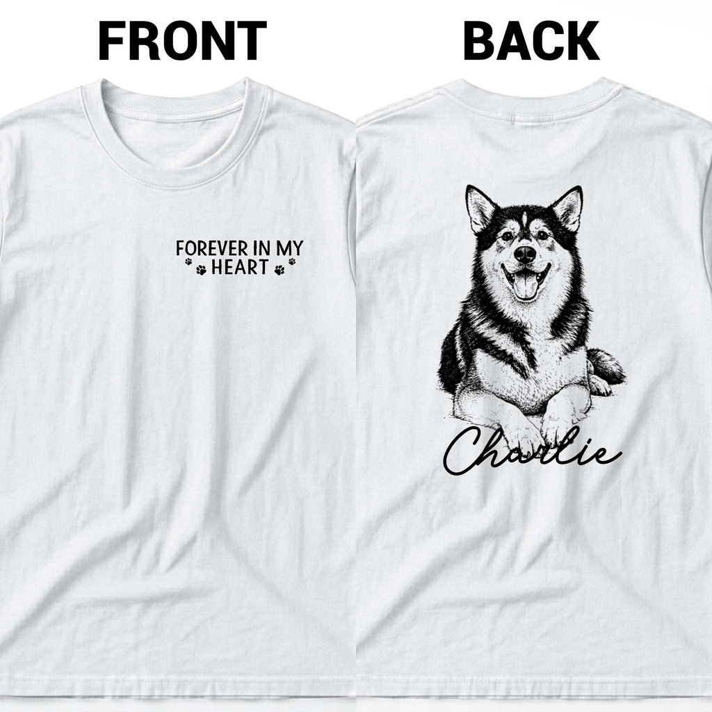 Personalized Tribute Dog Sketch T-Shirt Custom Gift for Dog Lover T-Shirt Font and Back GradoCreations