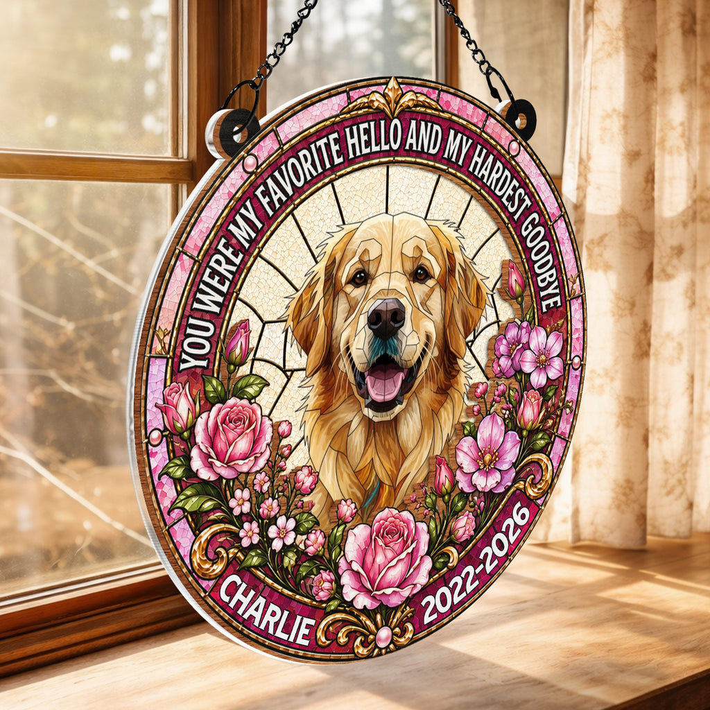 Personalized Memorial Suncatcher for Dog Lovers | Custom Flowers Suncatcher GradoCreations