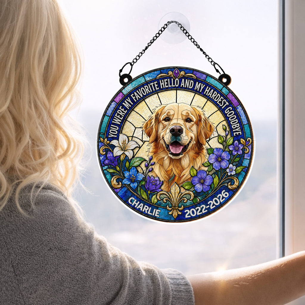 Personalized Memorial Suncatcher for Dog Lovers | Custom Flowers Suncatcher GradoCreations